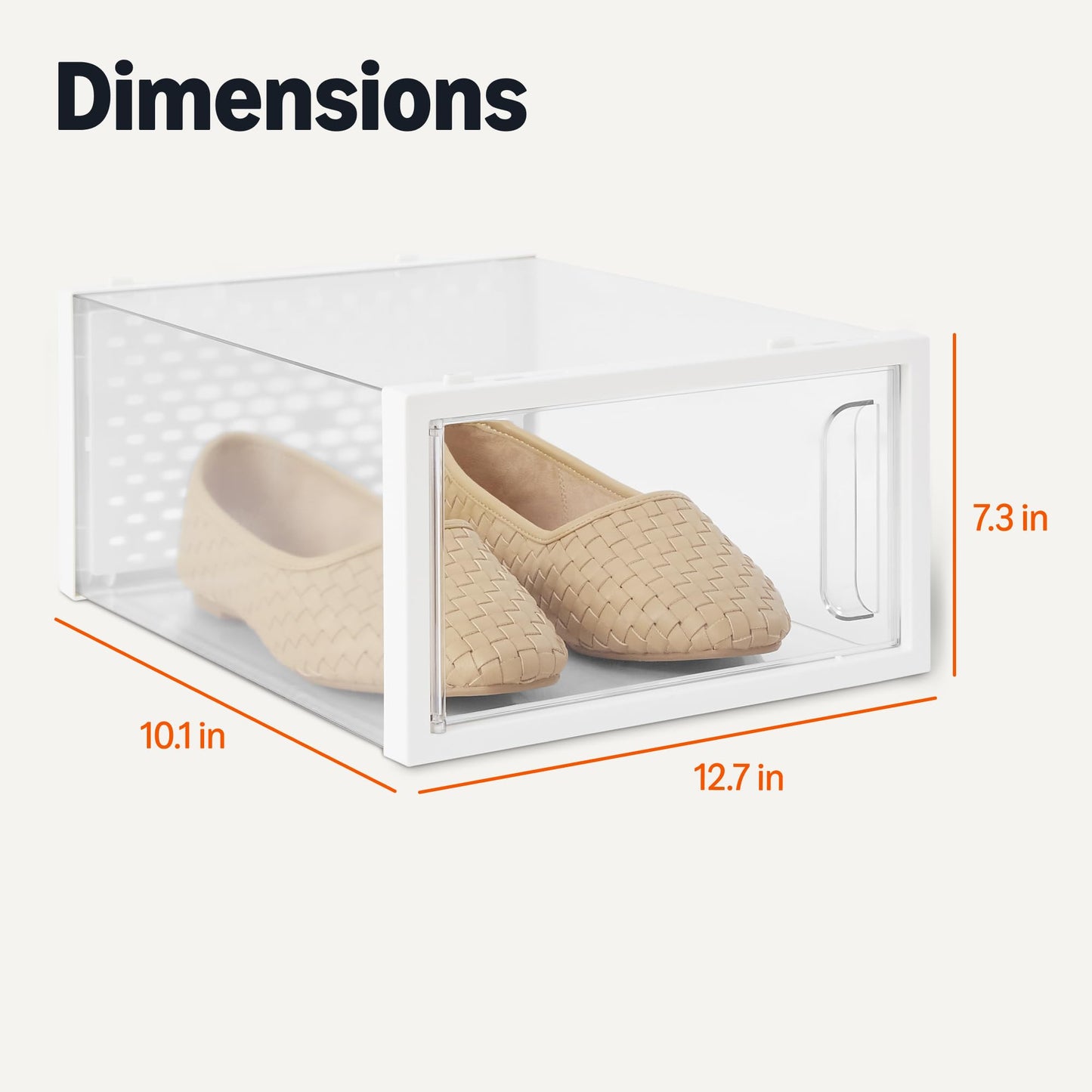 Amazon Basics Stackable and Foldable Clear Shoe Storage Organizer Box, Large, Pack of 12