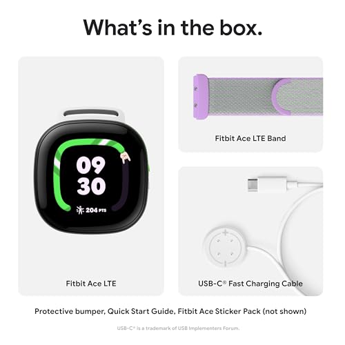 Fitbit Google Ace LTE - Kids Smartwatch with Call, Message, GPS, and Activity-Based Games, Ace Pass Data Plan Required - Spicy - Moovin